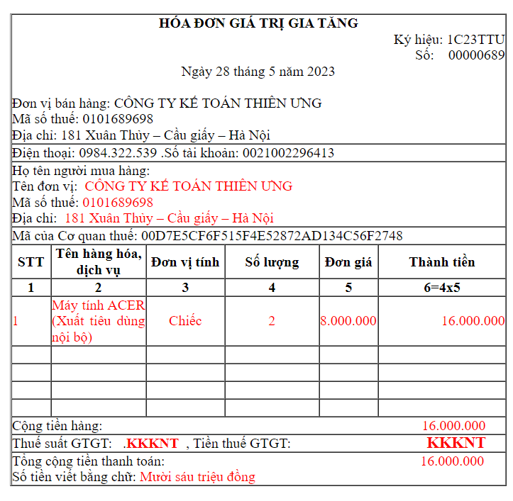 Hóa đơn giá trị gia tăng