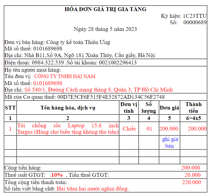 HÓA ĐƠN GIÁ TRỊ GIA TĂNG